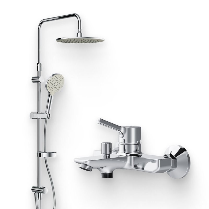 Душевой комплект Смеситель AM.PM X-Joy F85B10000 + Стойка Like F0780064