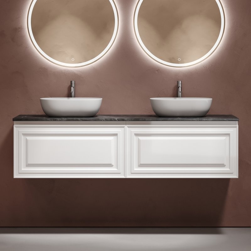 Тумба с раковиной Sancos Very 160 bianco, столешница черный мрамор TT160A1X, раковина CN6009