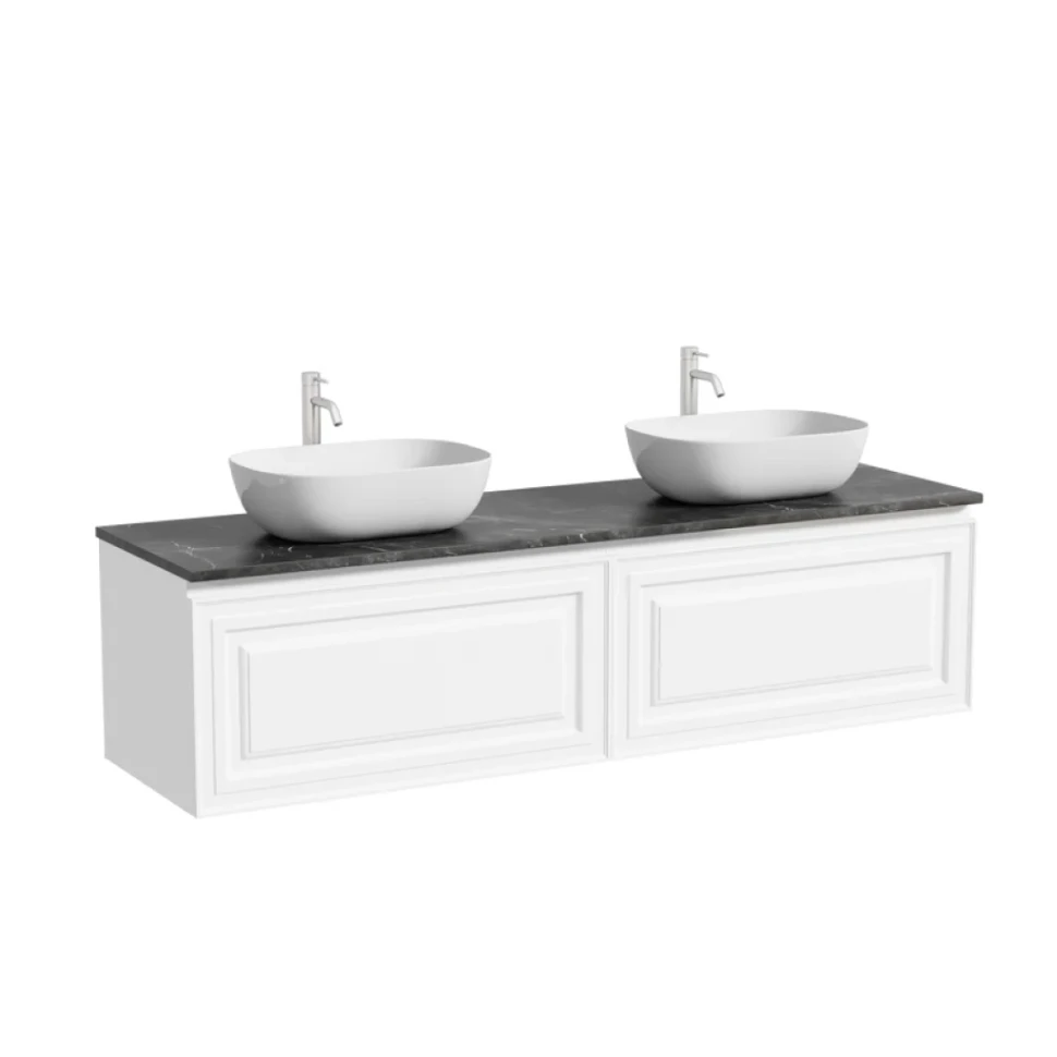 Тумба с раковиной Sancos Very 160 bianco, столешница черный мрамор TT160A1X, раковина CN6009