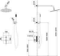 Душевой комплект AltroBagno Unione 040106 Cr С ВНУТРЕННЕЙ ЧАСТЬЮ, хром