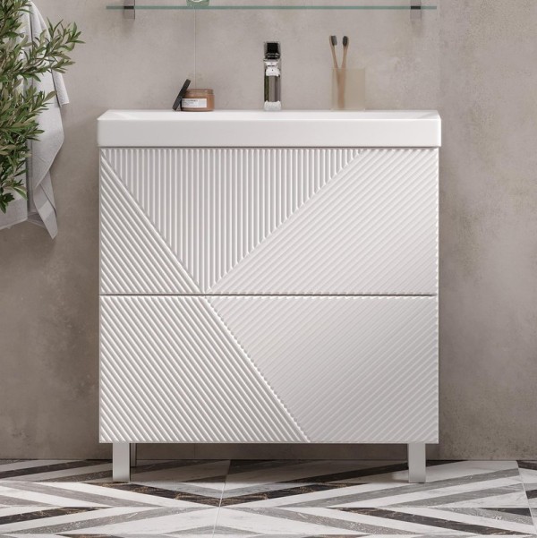 Тумба с раковиной Velvex Edge 80.2Y напольная, белая