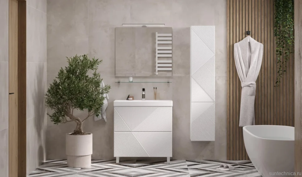 Тумба с раковиной Velvex Edge 80.2Y напольная, белая