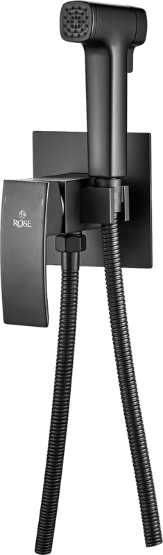 Гигиенический душ Rose R1505H-2 со смесителем, С ВНУТРЕННЕЙ ЧАСТЬЮ, черный