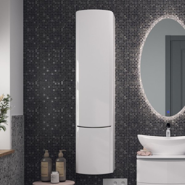 Шкаф пенал для ванной Velvex Luna 35 универсальный белый глянец