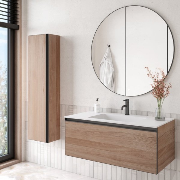 Мебель для ванной комнаты Armadi Art Quatro 1 100 willow, профиль anthracite, с раковиной white