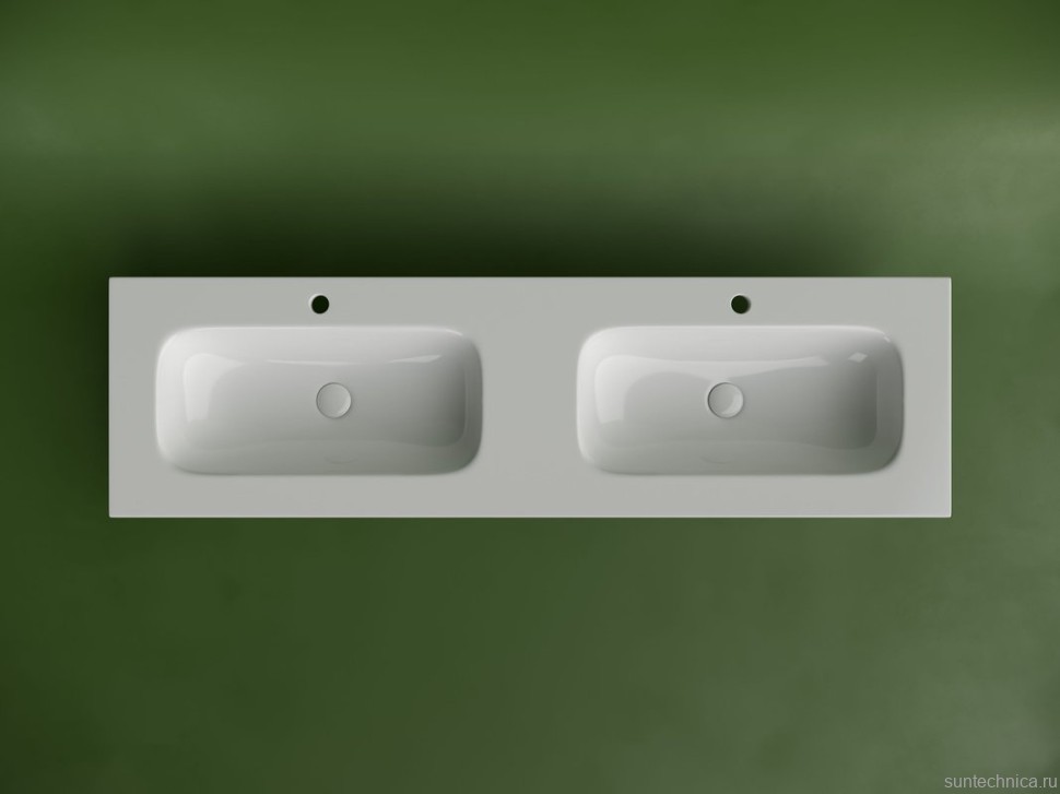 Мебельная раковина Ceramicanova Grace прямоугольная 161см с двумя чашами и отверстиями под смеситель CN7023