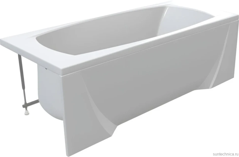 Акриловая ванна Marka One Pragmatika 175x75 см, правая, пристенная, белая, с каркасом, обрезная