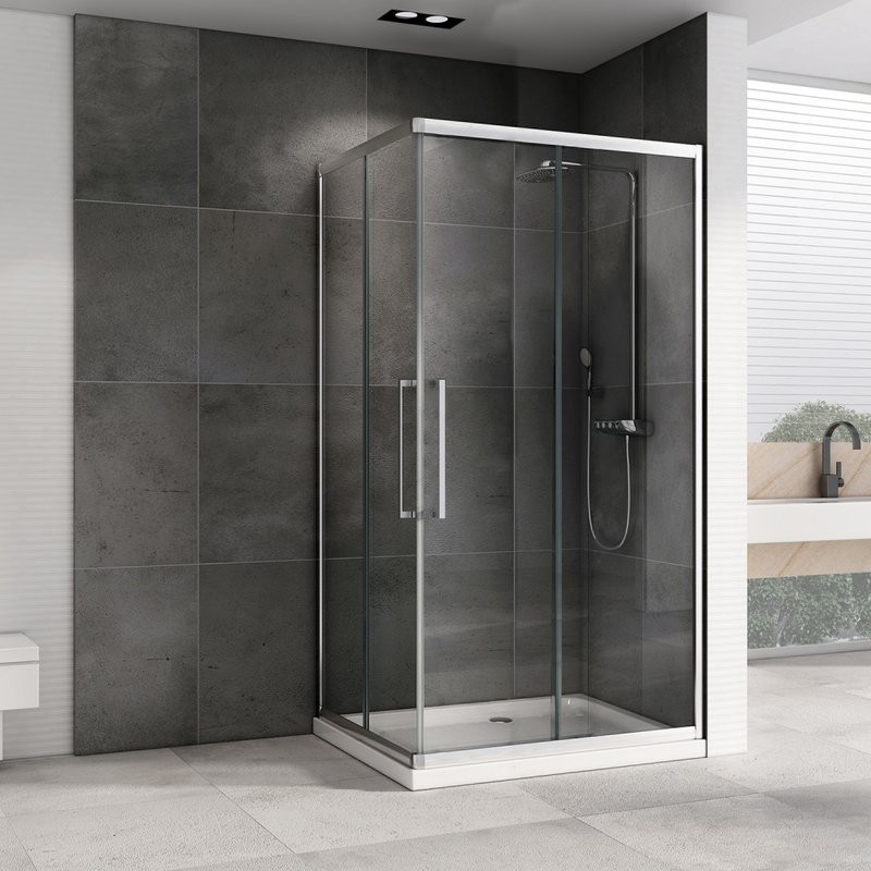 Душевой уголок Abber Schwarzer Diamant AG02129H 120x90, профиль хром, стекло прозрачное