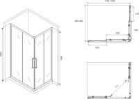 Душевой уголок Abber Schwarzer Diamant AG02129H 120x90, профиль хром, стекло прозрачное