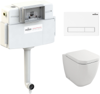 Комплект Lavinia Boho Унитаз приставной One 33024060 + Крышка-сиденье One 33290200 с микролифтом + Бачок скрытого монтажа RelFix 38020010 + Кнопка RelFix 3805001W