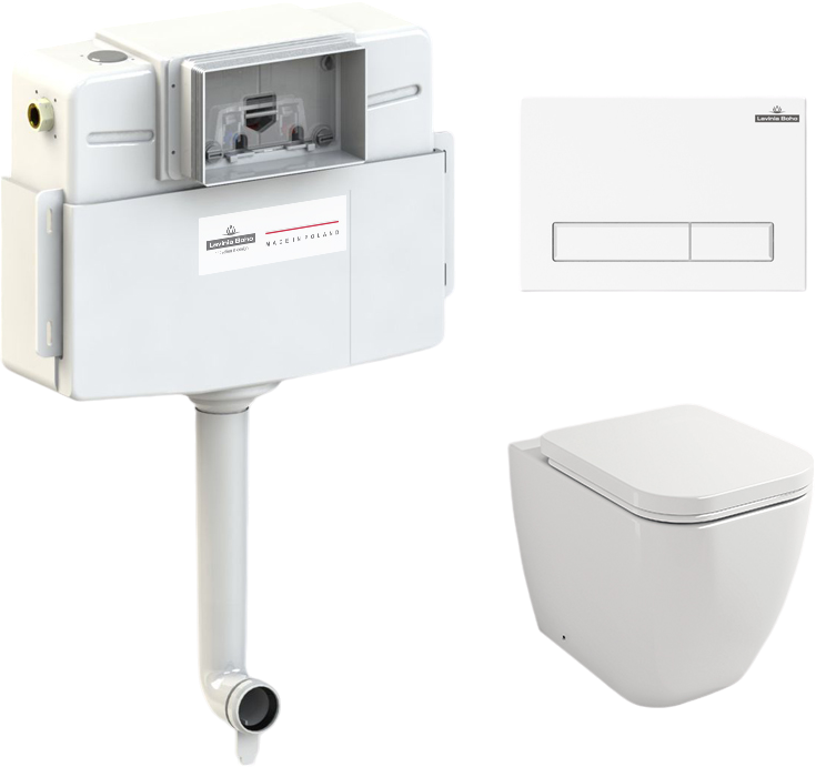 Комплект Lavinia Boho Унитаз приставной One 33024060 + Крышка-сиденье One 33290200 с микролифтом + Бачок скрытого монтажа RelFix 38020010 + Кнопка RelFix 3805001W