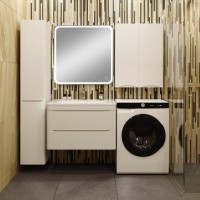 Мебель для ванной комнаты Style Line Бергамо Мини 80 Люкс Plus подвесная, антискрейтч белая, зеркало DIWO Коломна