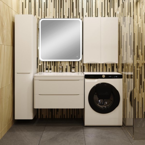 Мебель для ванной комнаты Style Line Бергамо Мини 80 Люкс Plus подвесная, антискрейтч белая, зеркало DIWO Коломна