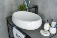 Накладная раковина GID Lago N9030a 60 глянцевая белая, овальная, фаянс