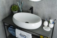 Накладная раковина GID Lago N9030a 60 глянцевая белая, овальная, фаянс