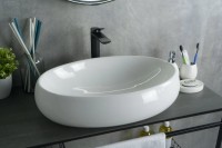 Накладная раковина GID Lago N9030a 60 глянцевая белая, овальная, фаянс