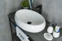Накладная раковина GID Lago N9030a 60 глянцевая белая, овальная, фаянс