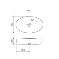Накладная раковина GID Lago N9030a 60 глянцевая белая, овальная, фаянс