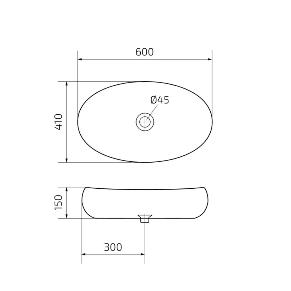 Накладная раковина GID Lago N9030a 60 глянцевая белая, овальная, фаянс