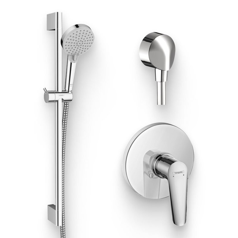 Душевой комплект Смеситель Hansgrohe Logis E 71608000 + Гарнитур Vernis Blend 26275000 + Подключение FixFit 27454000