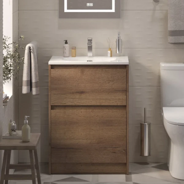 Тумба с раковиной BelBagno Kraft 39 60 напольная, rovere tabacco, раковина BB-8099-3-60