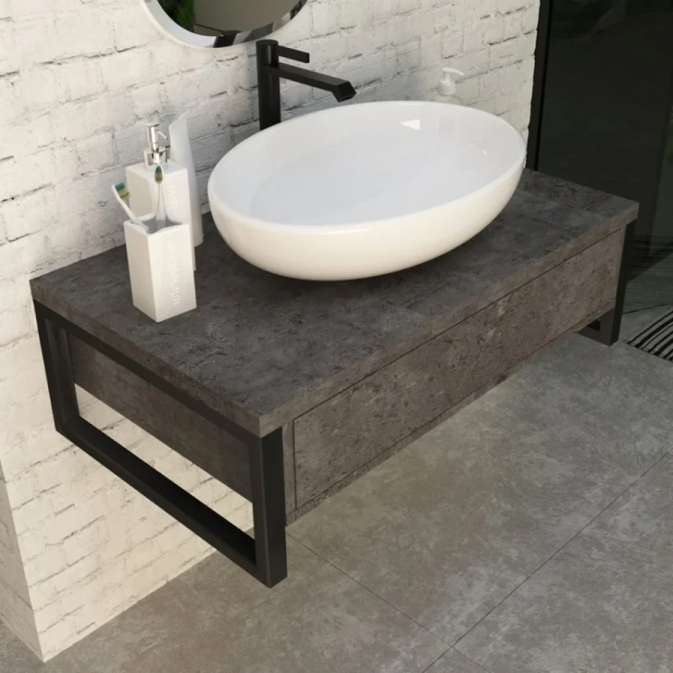 Мебель для ванной комнаты 1MarKa Grunge Loft 100 бетон темно-серый