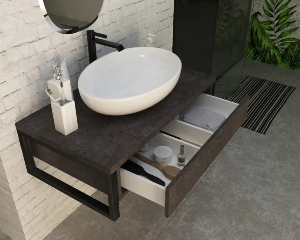 Мебель для ванной комнаты 1MarKa Grunge Loft 100 бетон темно-серый