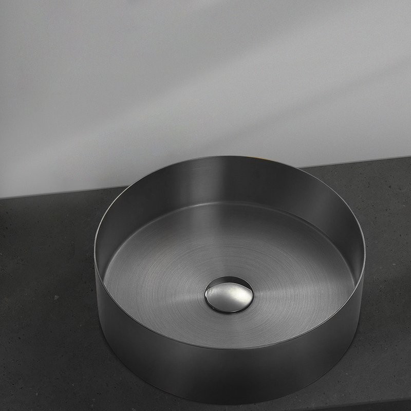 Накладная раковина AltroBagno Luna 001002 MtGr 40 оружейная сталь, круглая, нержавеющая сталь