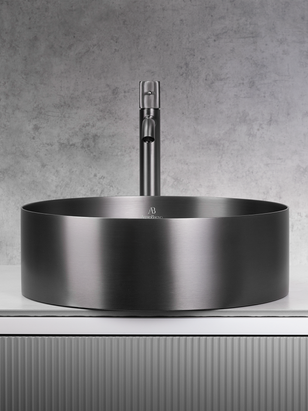 Накладная раковина AltroBagno Luna 001002 MtGr 40 оружейная сталь, круглая, нержавеющая сталь