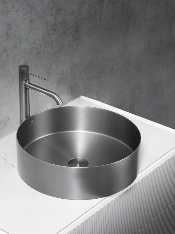 Накладная раковина AltroBagno Luna 001002 MtGr 40 оружейная сталь, круглая, нержавеющая сталь