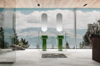 Раковина напольная Abber Kristall AT2702Emerald-H 45 глянцевая зеленая, круглая, моноблок