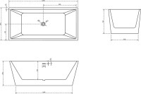 Акриловая ванна Abber AB9224-1.7 170x80 см, отдельностоящая, белая, с каркасом, со сливом-переливом