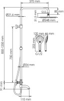 Душевая стойка Wasserkraft Elbe 7400 A288.258.078.BM Thermo с термостатом, черная