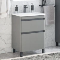 Тумба с раковиной Corozo Алабама 60 Z2 напольная, графит, soft-touch