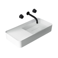 Раковина подвесная Abber Stein AS2627-1.2 120 матовая белая, прямоугольная, искусственный камень, со столешницей справа