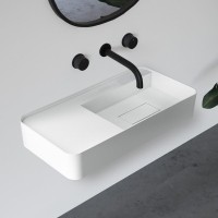 Раковина подвесная Abber Stein AS2627-1.2 120 матовая белая, прямоугольная, искусственный камень, со столешницей справа