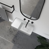 Раковина подвесная Abber Stein AS2627-1.2 120 матовая белая, прямоугольная, искусственный камень, со столешницей справа