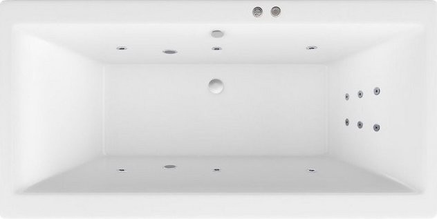 Акриловая ванна Excellent Pryzmat Slim WAEX.PRY17S.LINE 170x75 см, встраиваемая, с гидромассажем, белая, с каркасом, со сливом-переливом