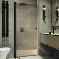 Душевая дверь в нишу Maybahglass MGD-812-6 90 см, профиль черный, стекло графит