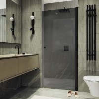 Душевая дверь в нишу Maybahglass MGD-812-6 90 см, профиль черный, стекло графит