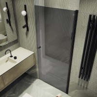 Душевая дверь в нишу Maybahglass MGD-812-6 90 см, профиль черный, стекло графит