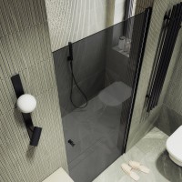 Душевая дверь в нишу Maybahglass MGD-812-6 90 см, профиль черный, стекло графит