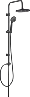 Душевой комплект Смеситель Aquanet Passion AF300-20B черный + Стойка AF300-70-R-B чёрная матовая