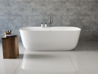 Акриловая ванна Aquanet Fine 260051 170x80 см, отдельностоящая, белая матовая, овальная, на ножках, со сливом-переливом