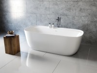 Акриловая ванна Aquanet Fine 260051 170x80 см, отдельностоящая, белая матовая, овальная, на ножках, со сливом-переливом