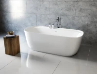 Акриловая ванна Aquanet Fine 260051 170x80 см, отдельностоящая, белая матовая, овальная, на ножках, со сливом-переливом