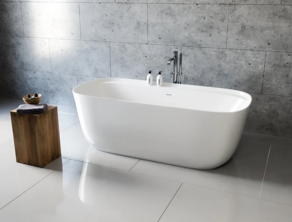 Акриловая ванна Aquanet Fine 260051 170x80 см, отдельностоящая, белая матовая, овальная, на ножках, со сливом-переливом