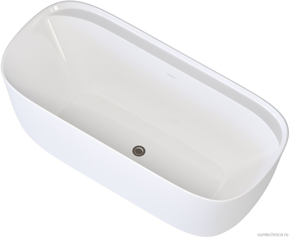 Акриловая ванна Aquanet Fine 260051 170x80 см, отдельностоящая, белая матовая, овальная, на ножках, со сливом-переливом