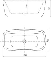Акриловая ванна Aquanet Fine 260051 170x80 см, отдельностоящая, белая матовая, овальная, на ножках, со сливом-переливом