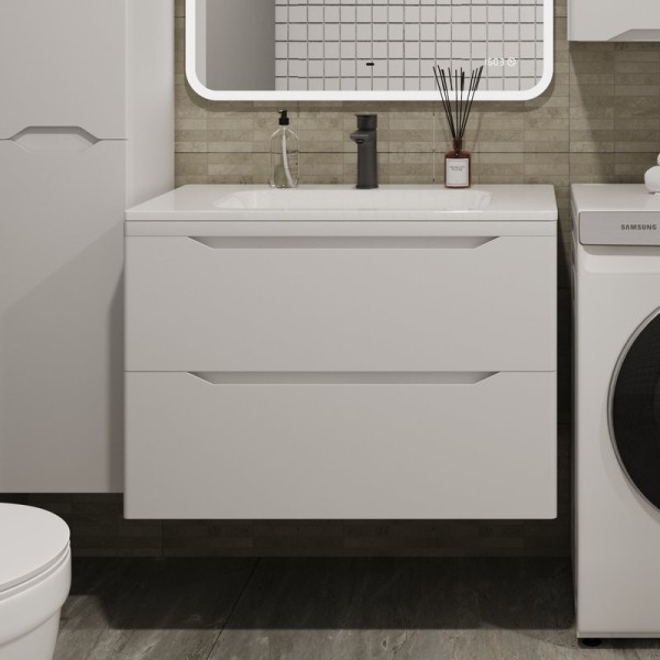 Тумба с раковиной Style Line Марелла 80 подвесная, белая матовая